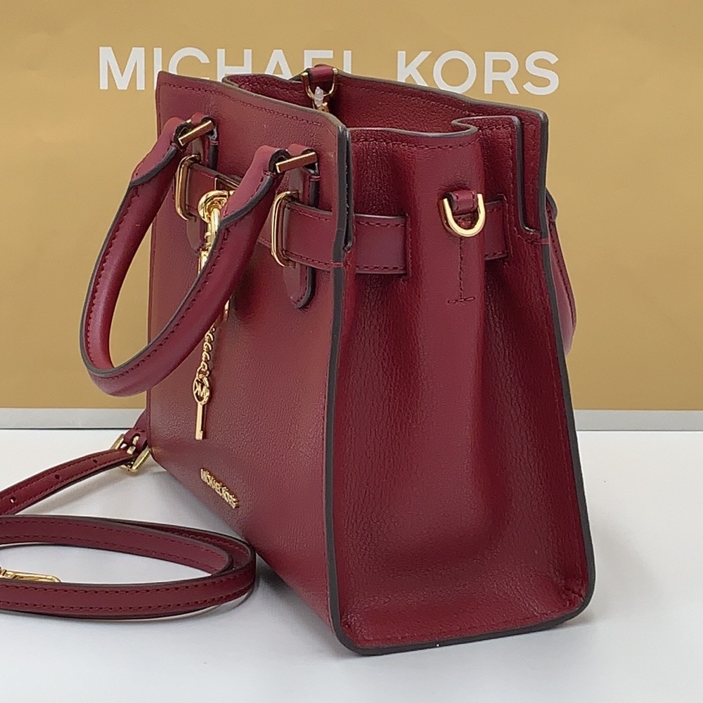 Michael Kors Hamilton Small Satchel Shoulder Crossbody Bag Dark Cherry COLOR - Picture 12 of 16